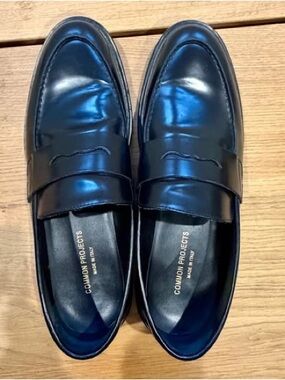Common Projects Black Leather Penny Loafers
